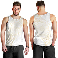 Tonga White Sunday Men Tank Top Lotu Tamaiti Tongan Kupesi Pattern LT05 - Polynesian Pride