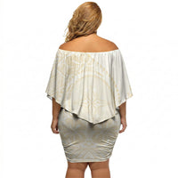 Tonga White Sunday Off Shoulder Short Dress Lotu Tamaiti Tongan Kupesi Pattern LT05 - Polynesian Pride