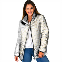 Tonga White Sunday Padded Jacket Lotu Tamaiti Tongan Kupesi Pattern LT05 Women Beige - Polynesian Pride