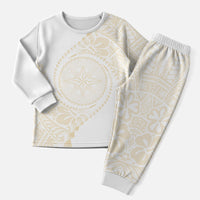 Tonga White Sunday Christmas Pajama Set Lotu Tamaiti Tongan Kupesi Pattern