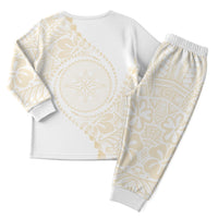 Tonga White Sunday Christmas Pajama Set Lotu Tamaiti Tongan Kupesi Pattern