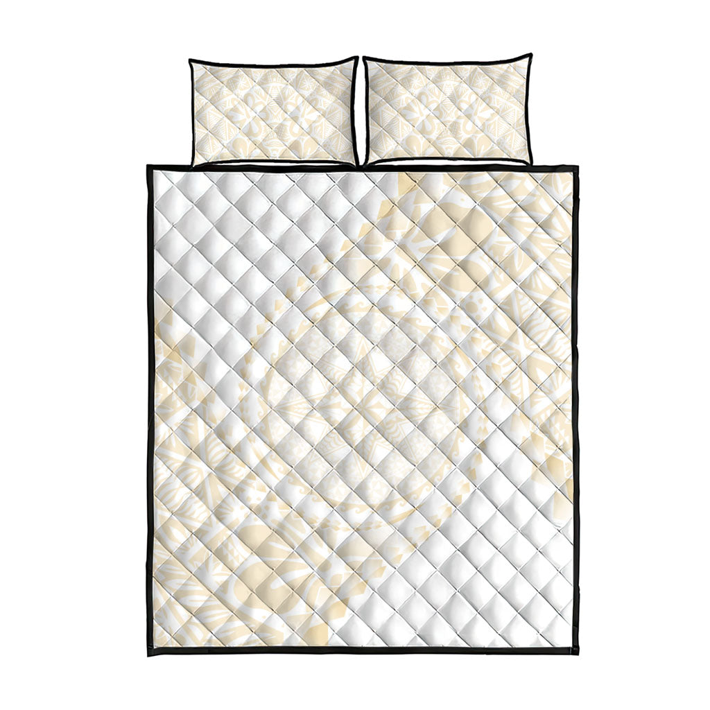 Tonga White Sunday Quilt Bed Set Lotu Tamaiti Tongan Kupesi Pattern LT05 - Polynesian Pride