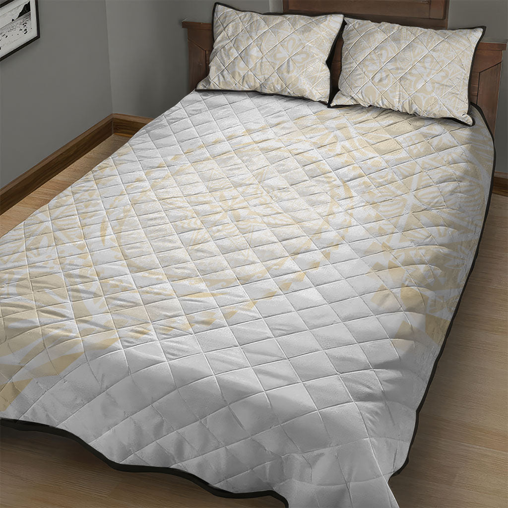 Tonga White Sunday Quilt Bed Set Lotu Tamaiti Tongan Kupesi Pattern LT05 - Polynesian Pride