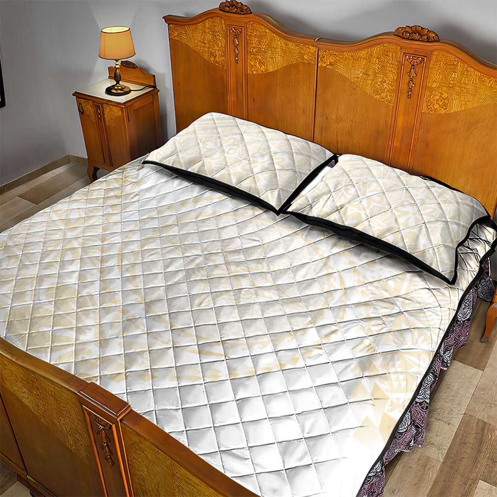 Tonga White Sunday Quilt Bed Set Lotu Tamaiti Tongan Kupesi Pattern LT05 - Polynesian Pride