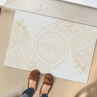 Tonga White Sunday Rubber Doormat Lotu Tamaiti Tongan Kupesi Pattern LT05 - Polynesian Pride