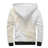 Tonga White Sunday Sherpa Hoodie Lotu Tamaiti Tongan Kupesi Pattern LT05 - Polynesian Pride