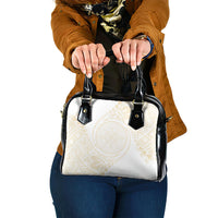 Tonga White Sunday Shoulder Handbag Lotu Tamaiti Tongan Kupesi Pattern LT05 One Size Beige - Polynesian Pride