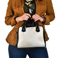 Tonga White Sunday Shoulder Handbag Lotu Tamaiti Tongan Kupesi Pattern LT05 - Polynesian Pride
