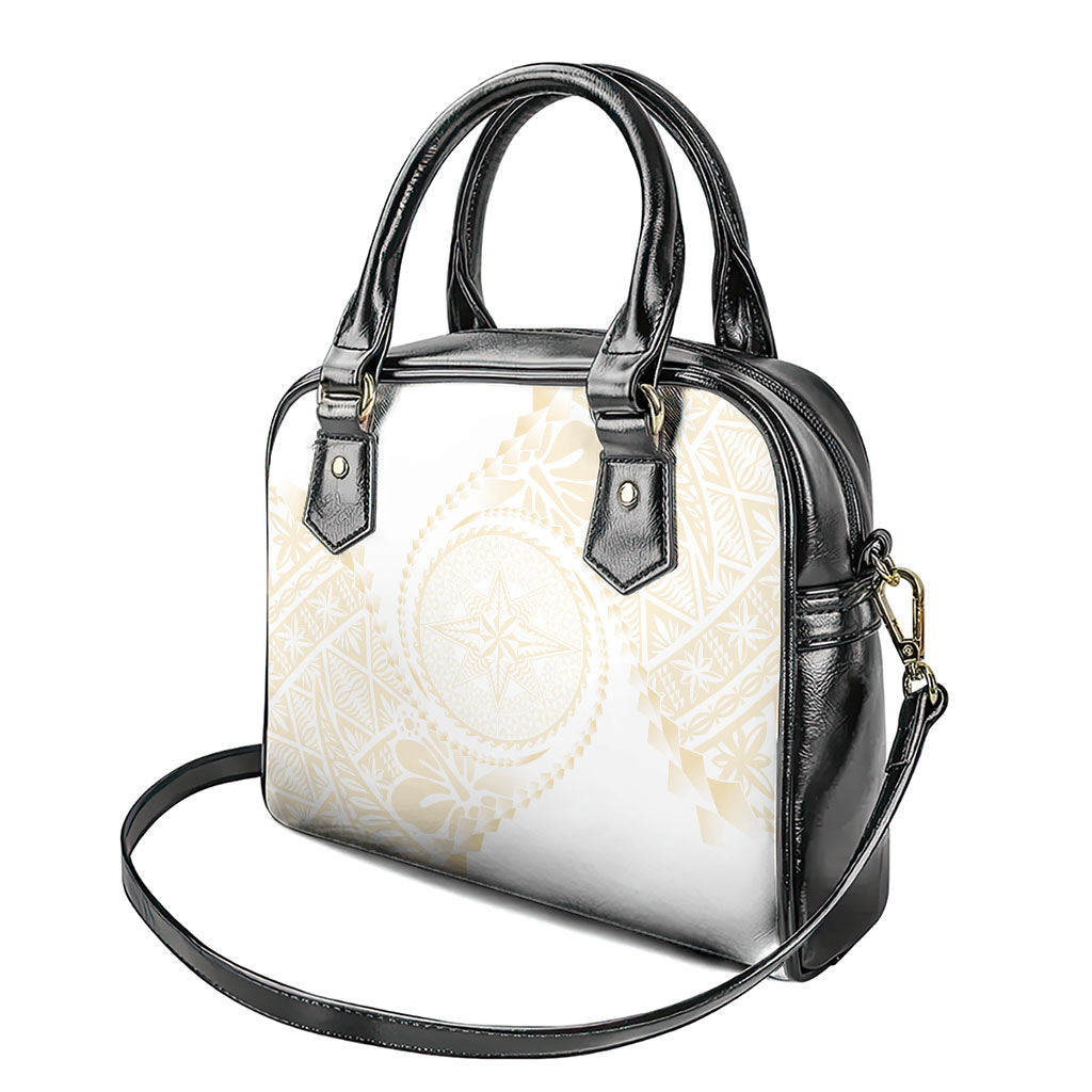 Tonga White Sunday Shoulder Handbag Lotu Tamaiti Tongan Kupesi Pattern LT05 - Polynesian Pride