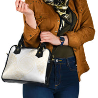 Tonga White Sunday Shoulder Handbag Lotu Tamaiti Tongan Kupesi Pattern LT05 - Polynesian Pride