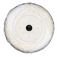 Tonga White Sunday Spare Tire Cover Lotu Tamaiti Tongan Kupesi Pattern LT05 - Polynesian Pride