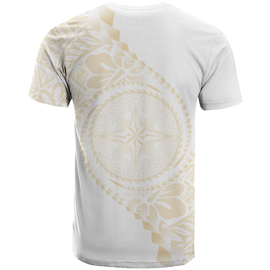 Tonga White Sunday T Shirt Lotu Tamaiti Tongan Kupesi Pattern LT05 - Polynesian Pride