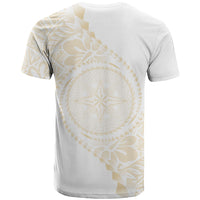 Tonga White Sunday T Shirt Lotu Tamaiti Tongan Kupesi Pattern LT05 - Polynesian Pride