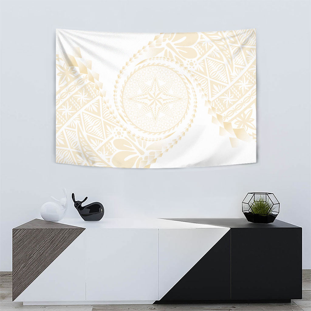 Tonga White Sunday Tapestry Lotu Tamaiti Tongan Kupesi Pattern LT05 - Polynesian Pride