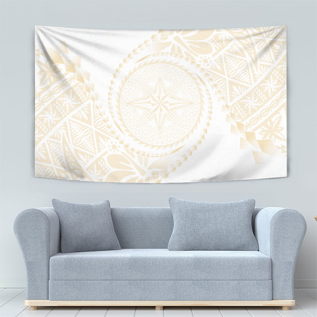 Tonga White Sunday Tapestry Lotu Tamaiti Tongan Kupesi Pattern LT05 - Polynesian Pride