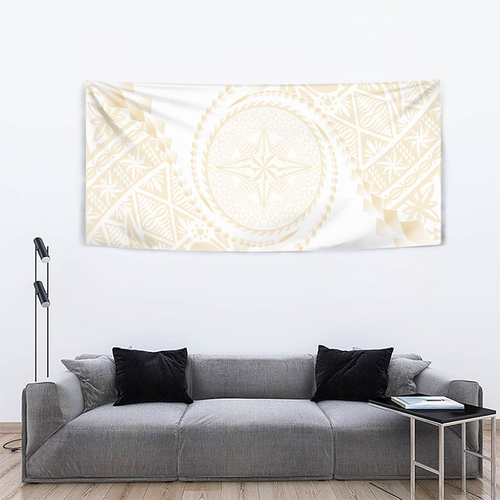 Tonga White Sunday Tapestry Lotu Tamaiti Tongan Kupesi Pattern LT05 - Polynesian Pride
