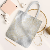 Tonga White Sunday Tote Bag Lotu Tamaiti Tongan Kupesi Pattern LT05 White Strap One Size Beige - Polynesian Pride