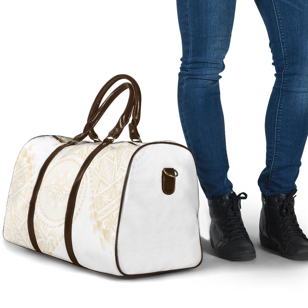 Tonga White Sunday Travel Bag Lotu Tamaiti Tongan Kupesi Pattern LT05 - Polynesian Pride
