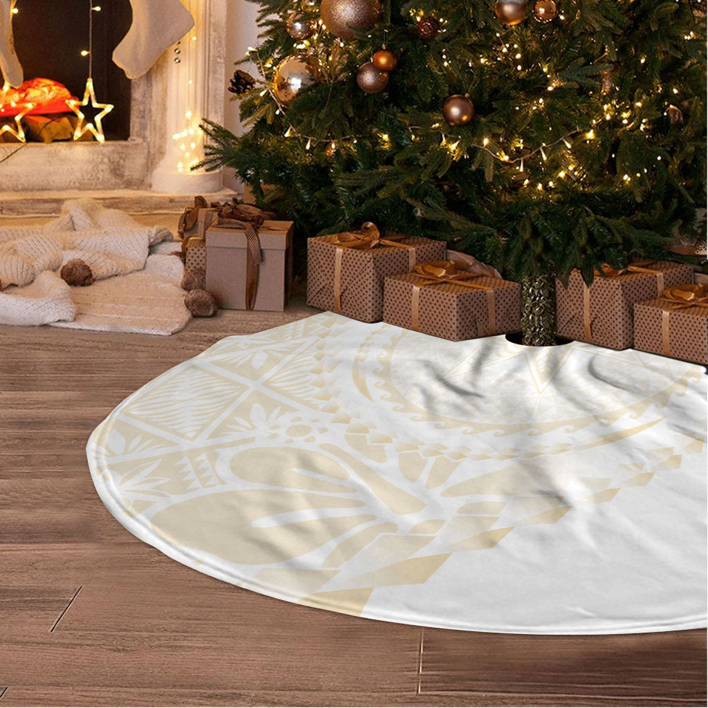 Tonga White Sunday Tree Skirt Lotu Tamaiti Tongan Kupesi Pattern