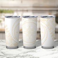 Tonga White Sunday Tumbler Cup Lotu Tamaiti Tongan Kupesi Pattern LT05 - Polynesian Pride