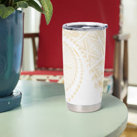Tonga White Sunday Tumbler Cup Lotu Tamaiti Tongan Kupesi Pattern LT05 - Polynesian Pride