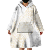 Tonga White Sunday Wearable Blanket Hoodie Lotu Tamaiti Tongan Kupesi Pattern LT05 - Polynesian Pride