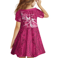 Personalized Breast Cancer Awareness Family Matching Off Shoulder Long Sleeve Dress and Hawaiian Shirt Ribbon Polynesian Pattern Pink Version LT05 - Polynesian Pride