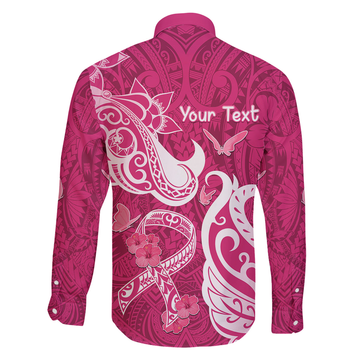 Personalized Breast Cancer Awareness Family Matching Puletasi Dress and Hawaiian Shirt Ribbon Polynesian Pattern Pink Version LT05 - Polynesian Pride