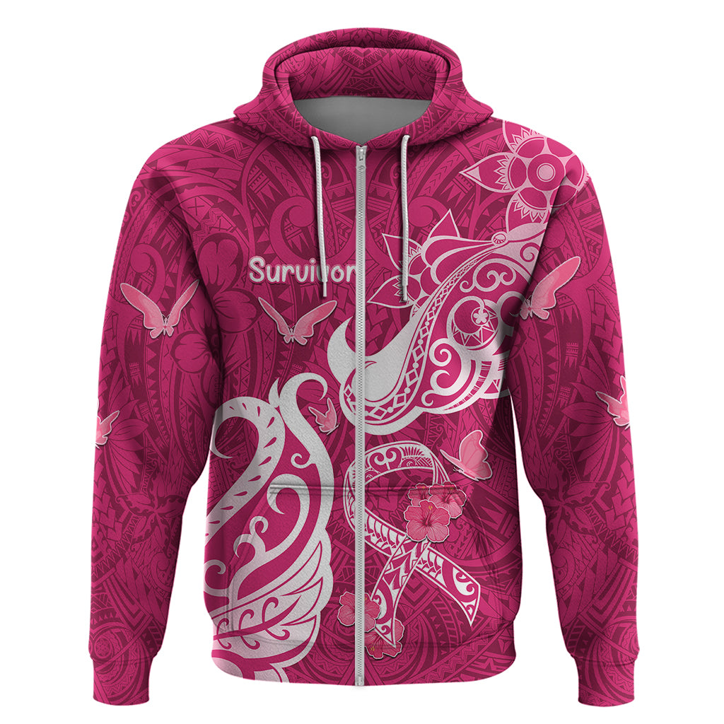 Personalized Breast Cancer Awareness Hoodie Ribbon Polynesian Pattern Pink Version LT05 - Polynesian Pride