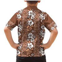 Hawaii Vintage Brown Hibiscus Tapa Pattern Family Matching Mermaid Dress and Hawaiian Shirt LT05 - Polynesian Pride