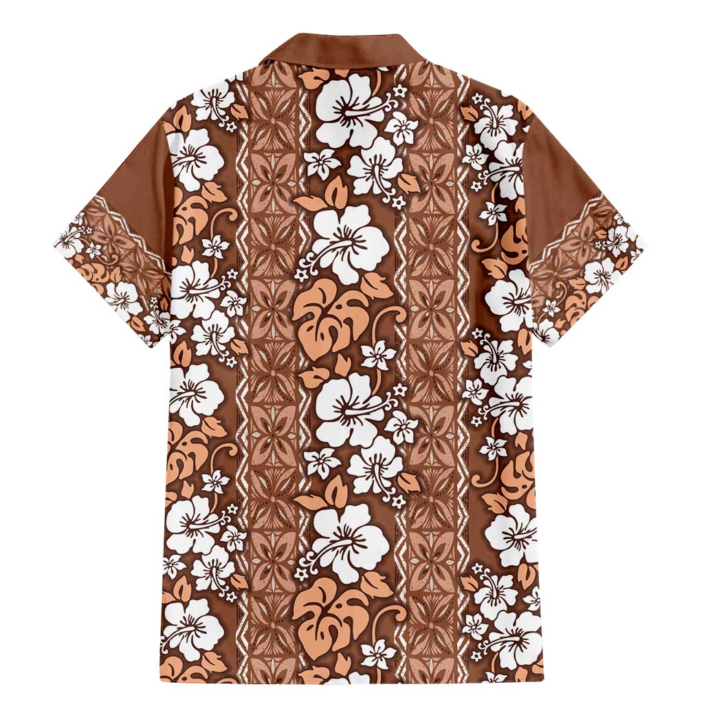 Hawaii Vintage Brown Hibiscus Tapa Pattern Family Matching Mermaid Dress and Hawaiian Shirt LT05 - Polynesian Pride