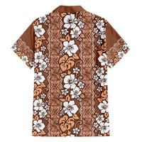 Hawaii Vintage Brown Hibiscus Tapa Pattern Family Matching Tank Maxi Dress and Hawaiian Shirt LT05 - Polynesian Pride