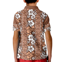 Hawaii Vintage Brown Hibiscus Tapa Pattern Kid Polo Shirt LT05 - Polynesian Pride