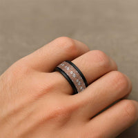 Hawaii Vintage Brown Hibiscus Tapa Pattern Spinner Ring - Polynesian Pride