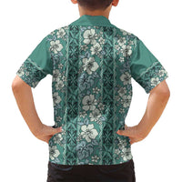 Hawaii Vintage Green Hibiscus Tapa Pattern Family Matching Long Sleeve Bodycon Dress and Hawaiian Shirt LT05 - Polynesian Pride
