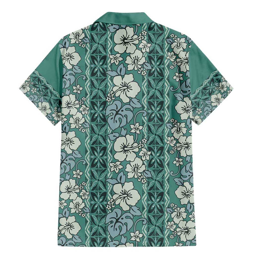 Hawaii Vintage Green Hibiscus Tapa Pattern Family Matching Mermaid Dress and Hawaiian Shirt LT05 - Polynesian Pride