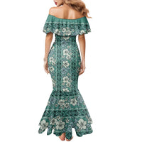 Hawaii Vintage Green Hibiscus Tapa Pattern Family Matching Mermaid Dress and Hawaiian Shirt LT05 - Polynesian Pride