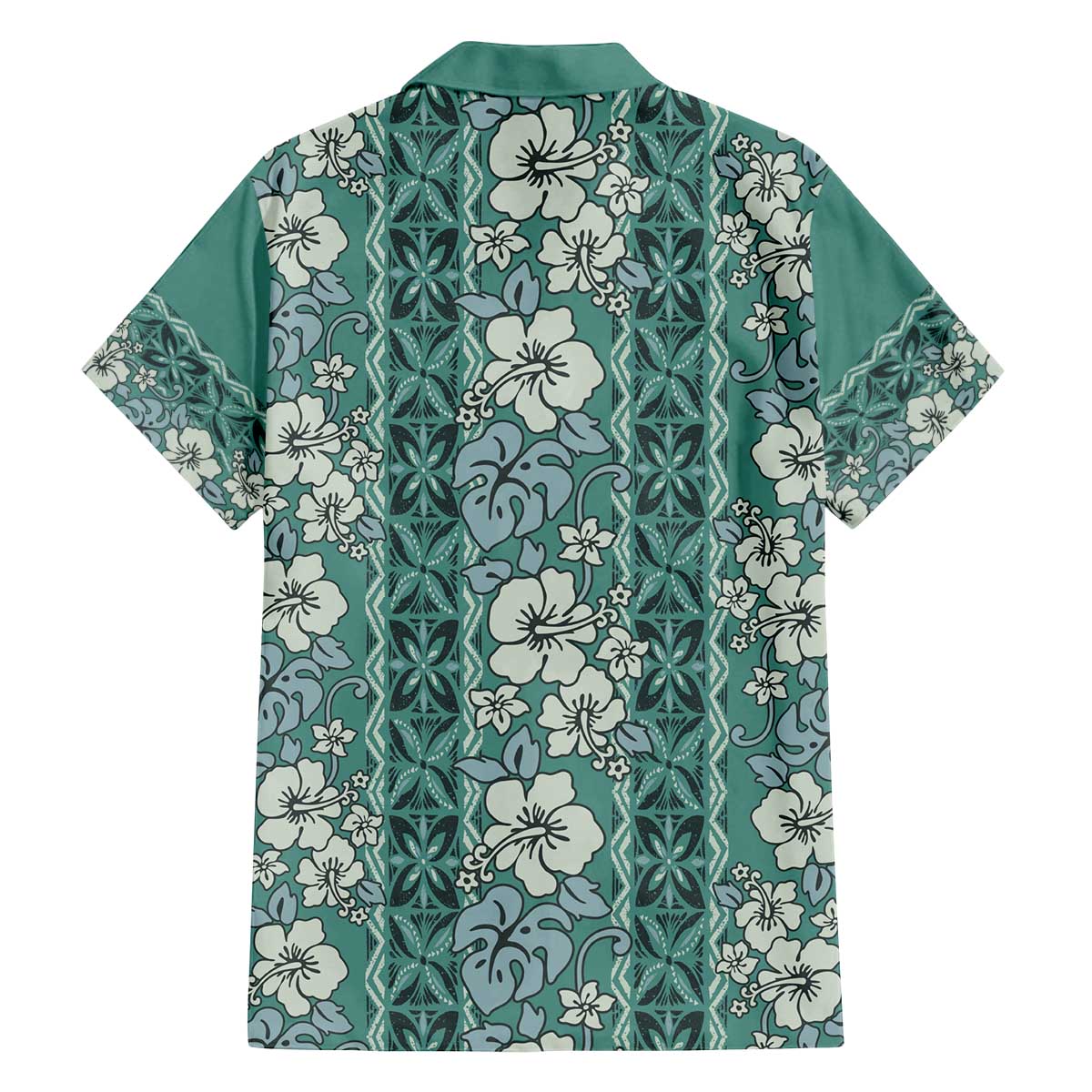Hawaii Vintage Green Hibiscus Tapa Pattern Family Matching Off Shoulder Short Dress and Hawaiian Shirt LT05 - Polynesian Pride
