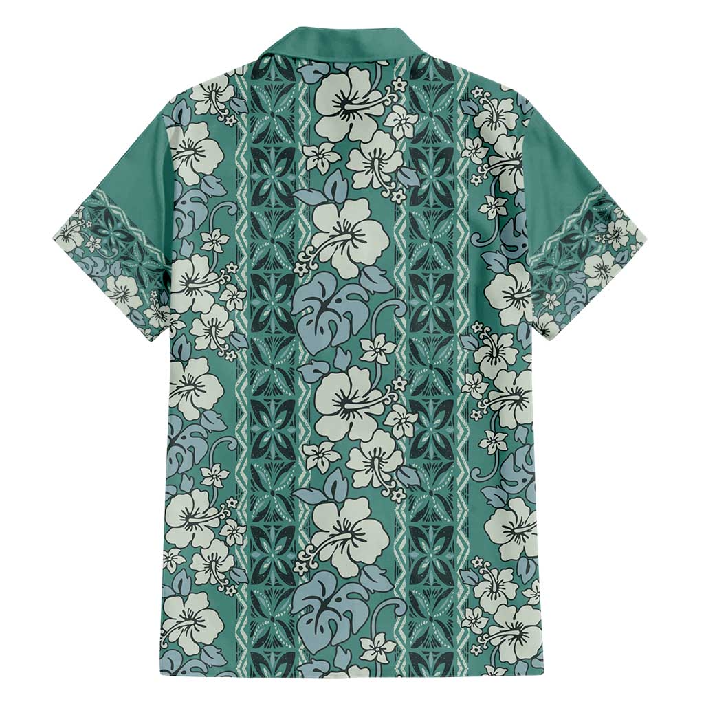 Hawaii Vintage Green Hibiscus Tapa Pattern Family Matching Short Sleeve Bodycon Dress and Hawaiian Shirt LT05 - Polynesian Pride