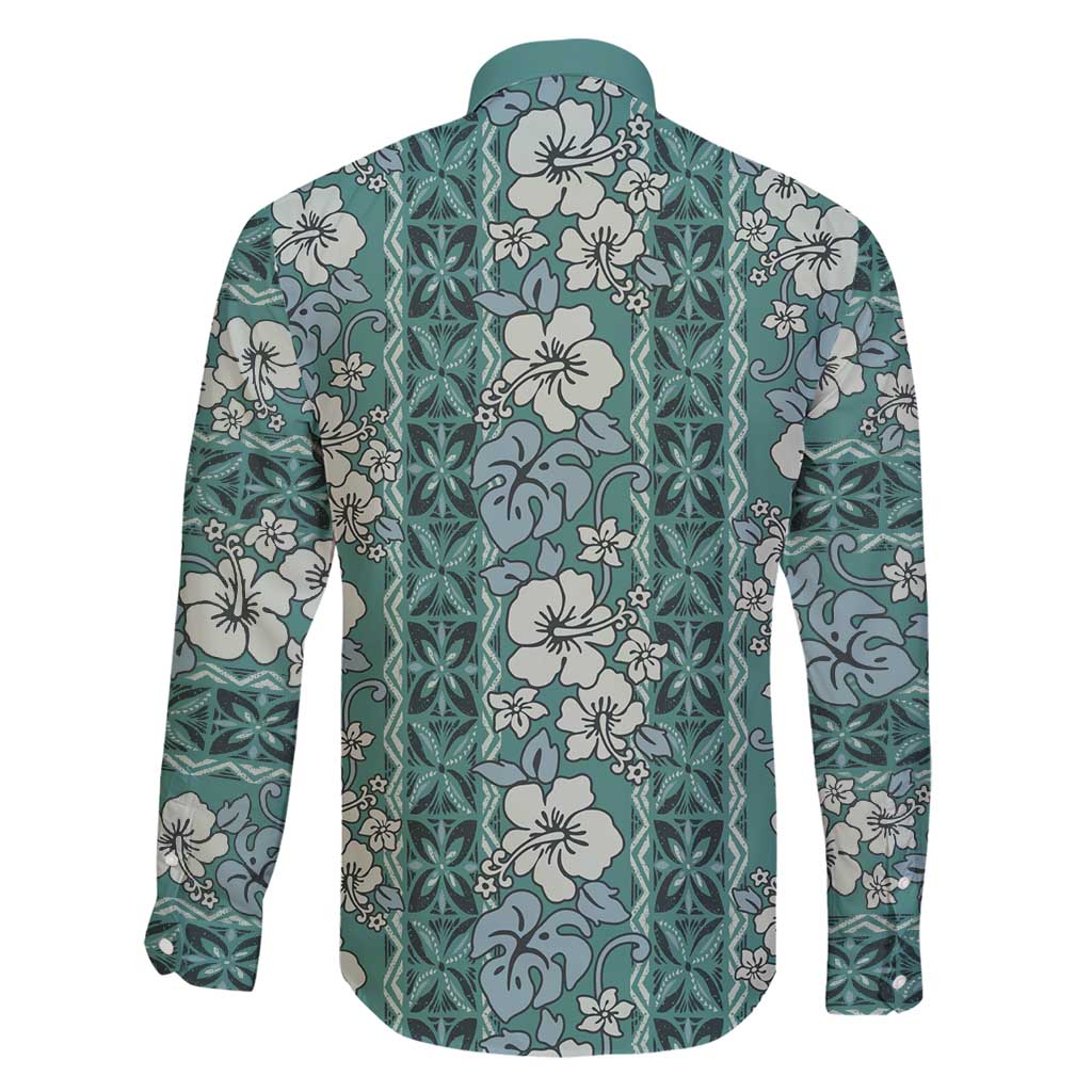 Hawaii Vintage Green Hibiscus Tapa Pattern Family Matching Short Sleeve Bodycon Dress and Hawaiian Shirt LT05 - Polynesian Pride