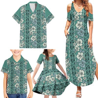 Hawaii Vintage Green Hibiscus Tapa Pattern Family Matching Summer Maxi Dress and Hawaiian Shirt LT05 - Polynesian Pride