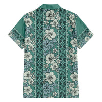 Hawaii Vintage Green Hibiscus Tapa Pattern Family Matching Summer Maxi Dress and Hawaiian Shirt LT05 - Polynesian Pride