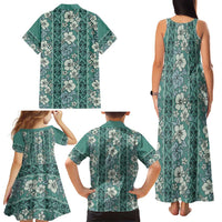 Hawaii Vintage Green Hibiscus Tapa Pattern Family Matching Tank Maxi Dress and Hawaiian Shirt LT05 - Polynesian Pride