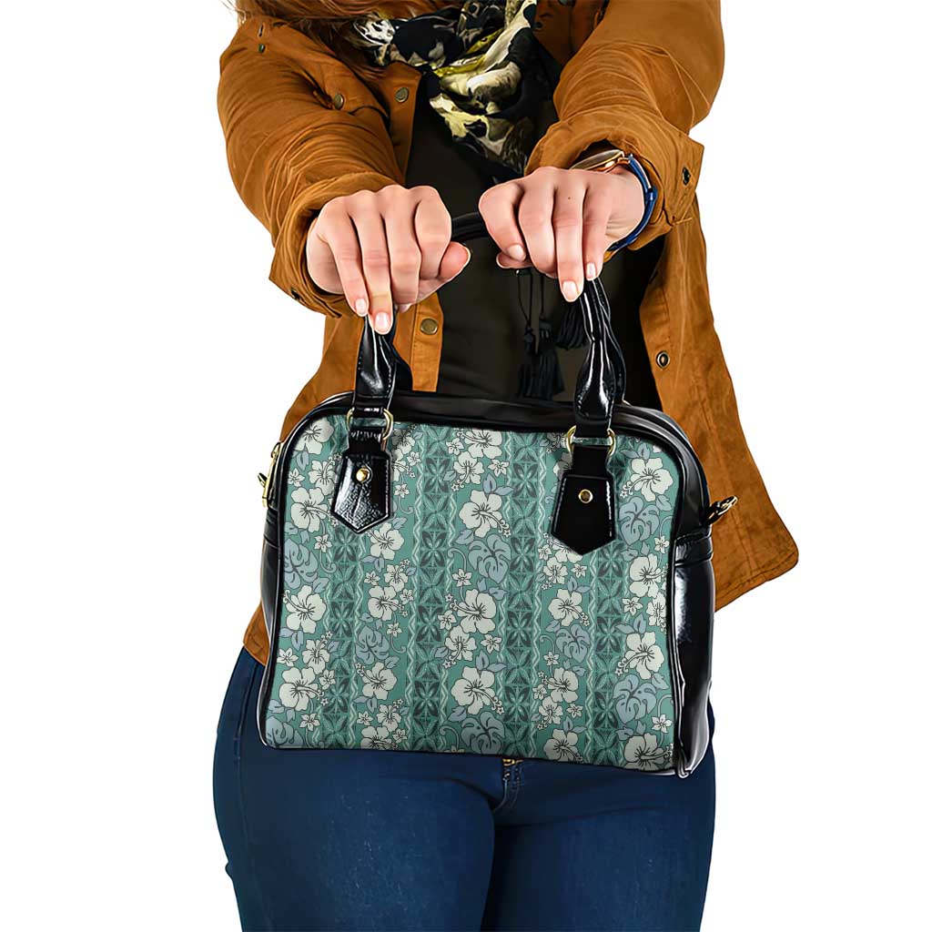 Hawaii Vintage Green Hibiscus Tapa Pattern Shoulder Handbag LT05 One Size Green - Polynesian Pride