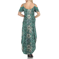 Hawaii Vintage Green Hibiscus Tapa Pattern Summer Maxi Dress LT05 - Polynesian Pride