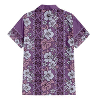 Hawaii Vintage Violet Hibiscus Tapa Pattern Family Matching Mermaid Dress and Hawaiian Shirt LT05 - Polynesian Pride
