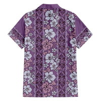 Hawaii Vintage Violet Hibiscus Tapa Pattern Family Matching Short Sleeve Bodycon Dress and Hawaiian Shirt LT05 - Polynesian Pride