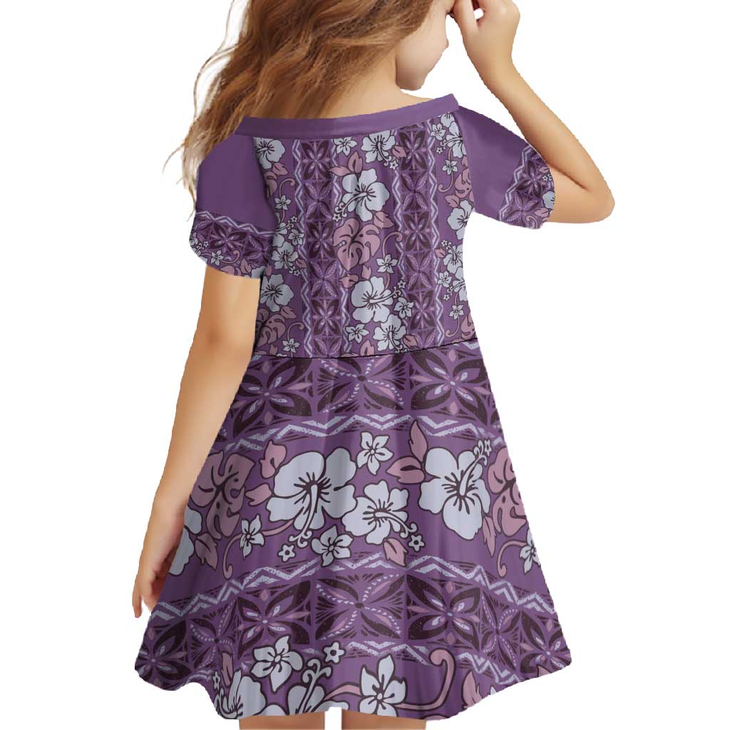 Hawaii Vintage Violet Hibiscus Tapa Pattern Family Matching Summer Maxi Dress and Hawaiian Shirt LT05 - Polynesian Pride