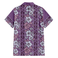 Hawaii Vintage Violet Hibiscus Tapa Pattern Family Matching Summer Maxi Dress and Hawaiian Shirt LT05 - Polynesian Pride