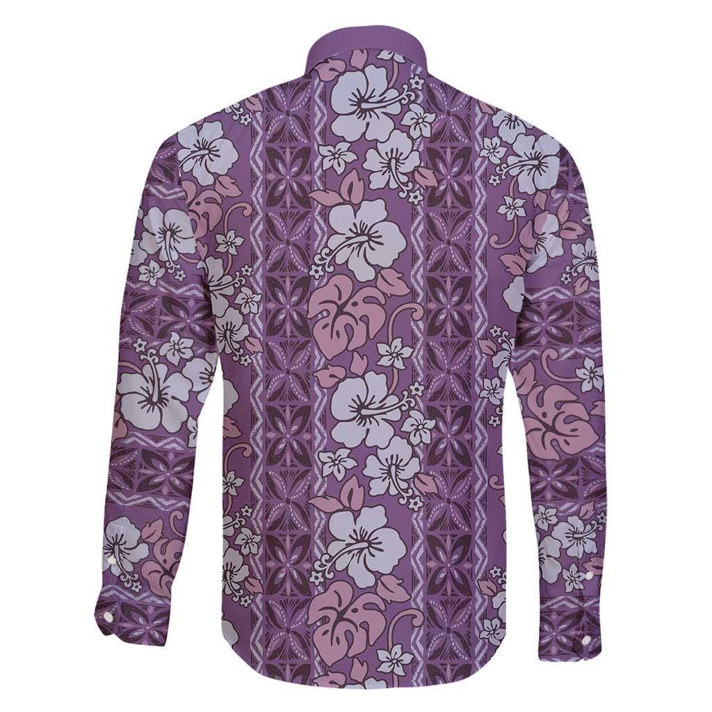 Hawaii Vintage Violet Hibiscus Tapa Pattern Family Matching Summer Maxi Dress and Hawaiian Shirt LT05 - Polynesian Pride